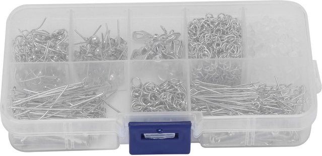 Neoglint Ohrring-Bastelarbeiten DIY Ohrhaken-Clip Schwanzkette Ring-Set, weiß - Bild 1