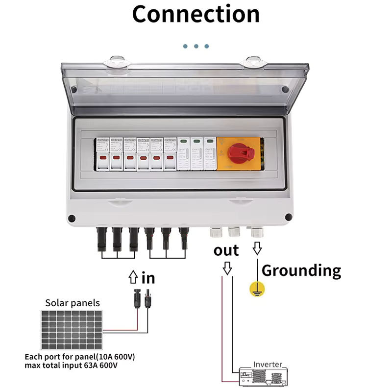 XIONGISOLAR DC Combiner Box IP65 Wasserdichter PV Solar Blitzschutz mit 3 String Trennschalter 1000V 3 Eingang 1 Ausgang - Bild 4
