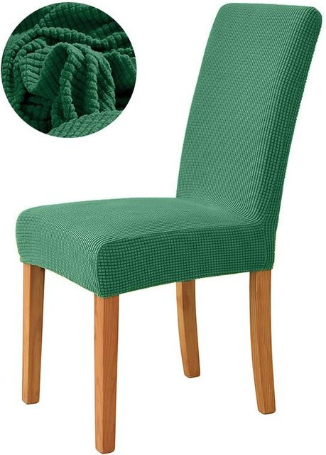 Elastischer Esszimmerstuhlbezug aus dickem Jacquard-Stoff in Grün - Bild 1