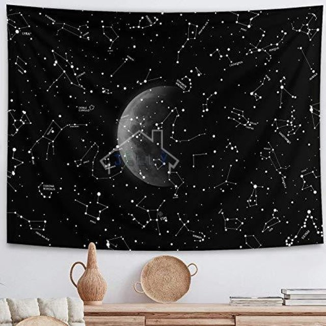 VIKAMA Vintage-Mandala Wandteppich im Bohemian-Design, Schwarz, B/H: 75 x 58 cm - Bild 1