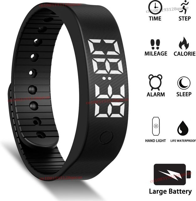 Ola Esporte Fitness Tracker Smartwatch mit LED-Display, IP65 wasserdicht, Schrittzähler und Schlaf-Tracking, Schwarz, Unisex - Bild 1