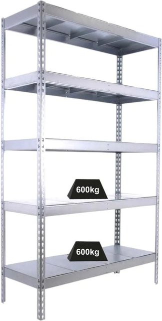 PROREGAL Schwerlastregal Metal Beast Five aus Metall in Silber, H x B x T: 200 x 180 x 60 cm, 5 Fachböden verstellbar, Fachlast 600 kg, pulverbeschichtet - Bild 1