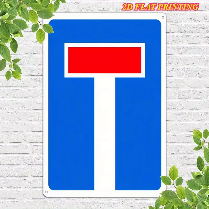 Vintage Dead-End Straßenschild von CIFBUY als Wanddekoration aus Metall in Blau und Rot, B: 30,48 cm, H: 20,32 cm, T: 20,32 cm - Bild 3
