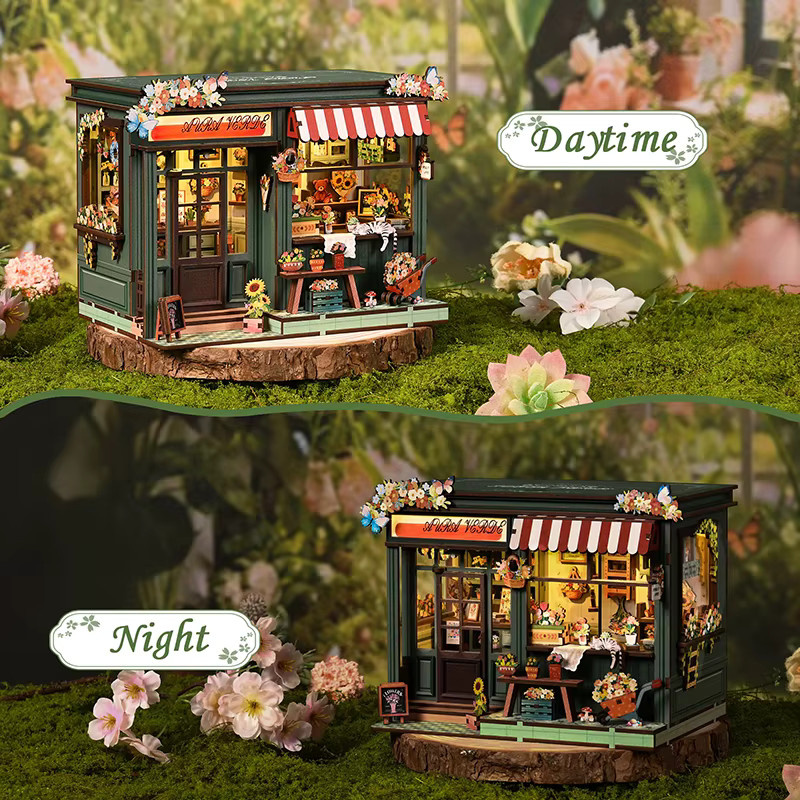 Zuuton Blumenladen Buchnook, 3D Holzpuzzle, mit LED Licht, ab 14 Jahren - Bild 2