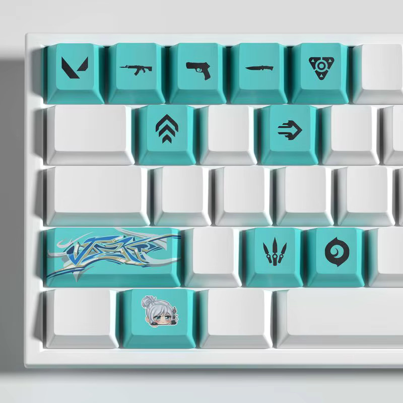 TOYOLEE Valorant Gaming-Tastenkappen Set mit 11 PBT OEM Keycaps für mechanische Tastaturen – Charakter-Designs Clove, Jett, Reyna, Omen, Sage und Viper - Bild 3