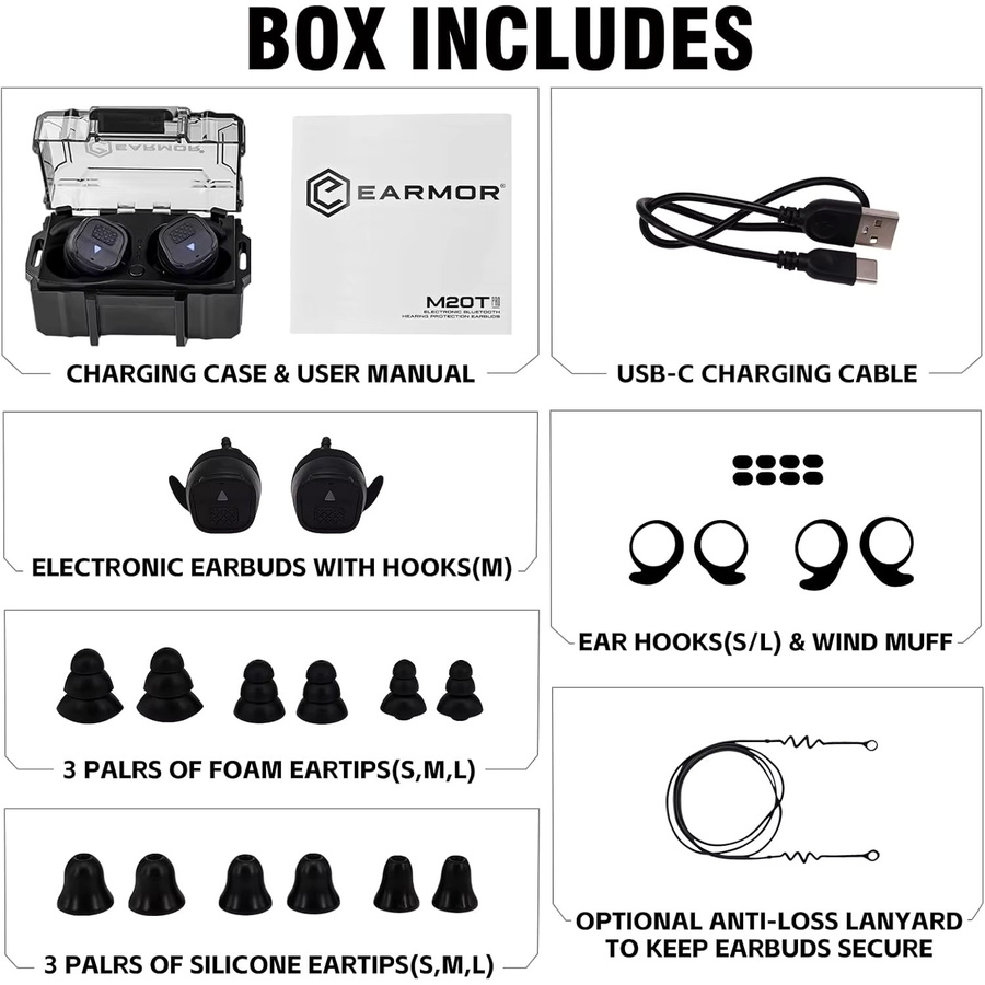 EARMOR M20T PRO Elektronischer Gehörschutz für Schießsport mit Bluetooth 5.4, Geräuschunterdrückung und Schallverstärkung, Over-Ear, NRR 30dB - Bild 2