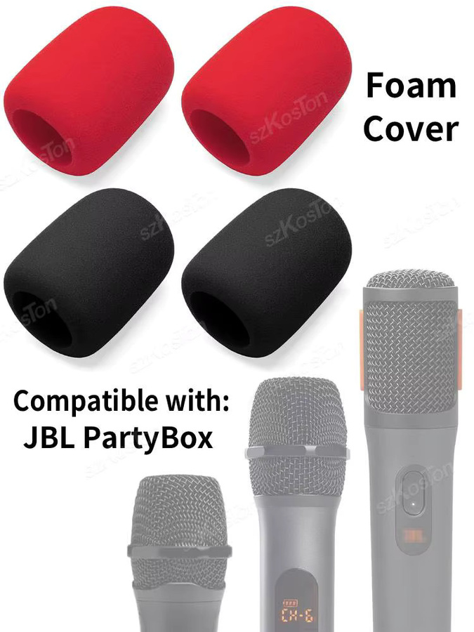 2er-Pack Schaumstoff-Mikrofonabdeckung für JBL PartyBox Wireless Mic, Windschutz und Pop-Filter in Schwarz und Rot - Bild 5