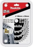 Makita Kreissägeblatt-Set B-33897 aus Stahl, 3-teilig, Durchmesser: 136 mm, silber - Bild 1