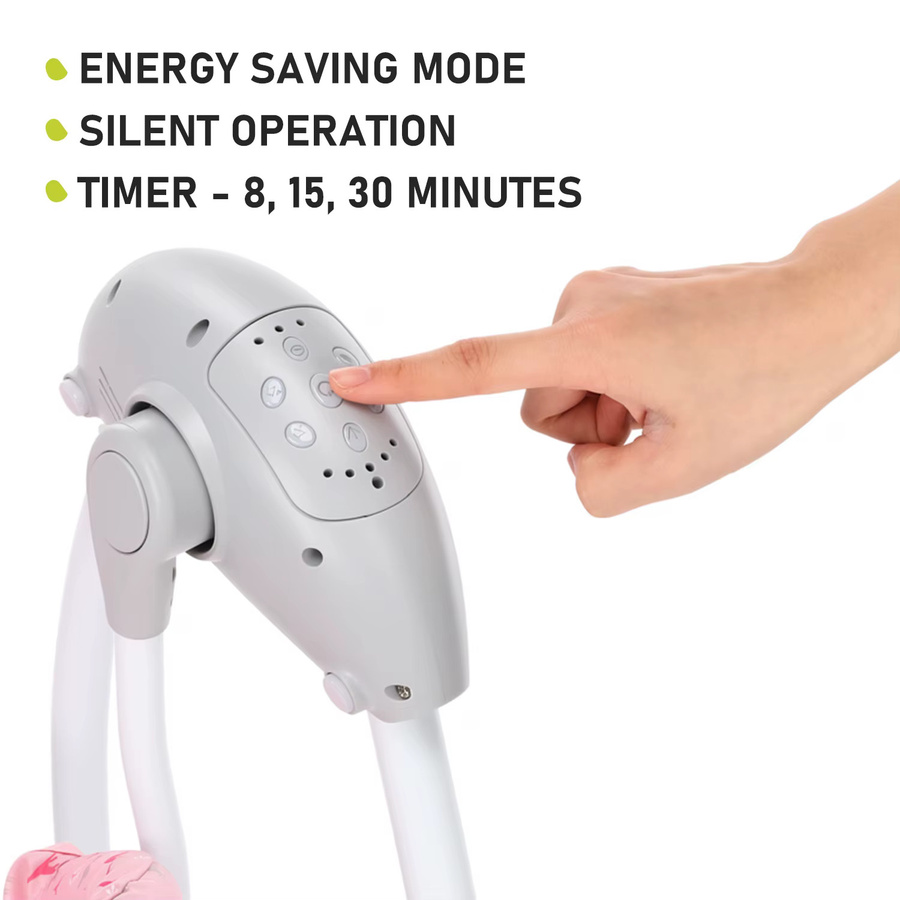 Elektrische Baby-Schaukel mit Musik, zusammenklappbar, für Babys von 0–9 Monaten (2,7–9 kg), Rosa/Grau - Bild 2