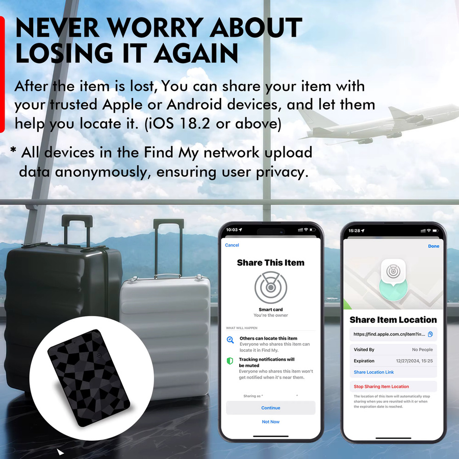 Fine Track Slim Smart Finder wiederaufladbare Tracker-Karte für Apple Find My kompatibel mit iOS in Schwarz oder Lila - Bild 6