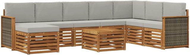 vidaXL Sofagarnitur aus Massivholz Akazie im modernen Latten-Design mit Armlehnen - Bild 1