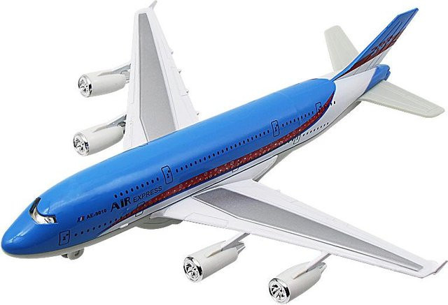 Fourall- Model Cars Flugzeug A380-Spielzeug Bump and Go Airlines, Modellflugzeug-Spielzeug aus Metall, blau, ab 3 Jahre - Bild 1