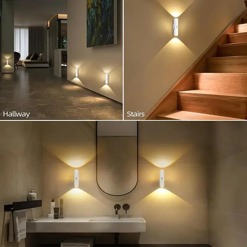YJMP Super Lighting LED Nachtlicht mit Bewegungssensor und USB-Aufladung, weiß, 3 Farbmodi, magnetische Induktionsleuchte für Treppenhaus, Küche und Möbel - Bild 2