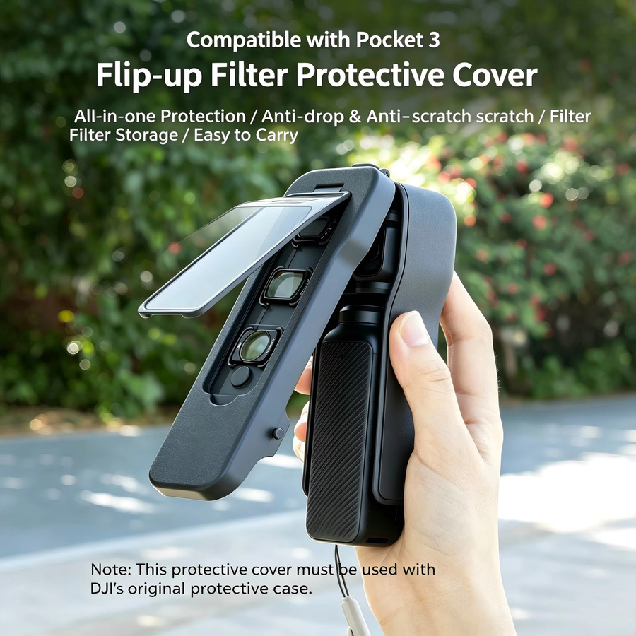 DJI OSMO Pocket 3 Magnetische Schutzabdeckung mit Klappfunktion und 3 Filterschlitzen in Schwarz - Bild 5