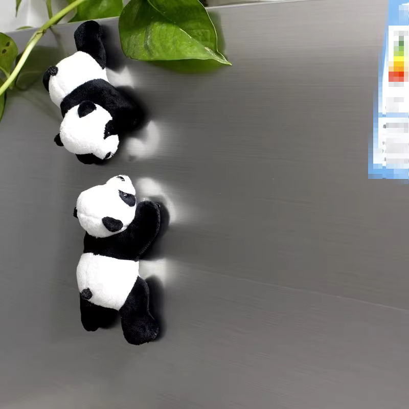 Weicher Plüsch-Panda-Magnet in Ovalform aus weißem Textil für Whiteboard und Kühlschrank - Bild 5