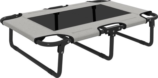 PawHut Erhöhtes Hundebett klappbar für kleine und mittelgroße Hunde, atmungsaktive Hundeliege mit Netzdesign für Outdoor und Garten, Hellgrau, B/T/H: 75 x 51 x 18 cm - Bild 1