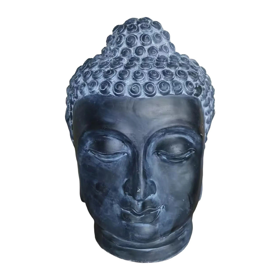 Relaxdays Buddha Kopf aus Polyresin in Anthrazit, asiatische Deko-Figur wetterfest und UV-beständig, H x B x T: 55 x 36 x 32 cm - Bild 2
