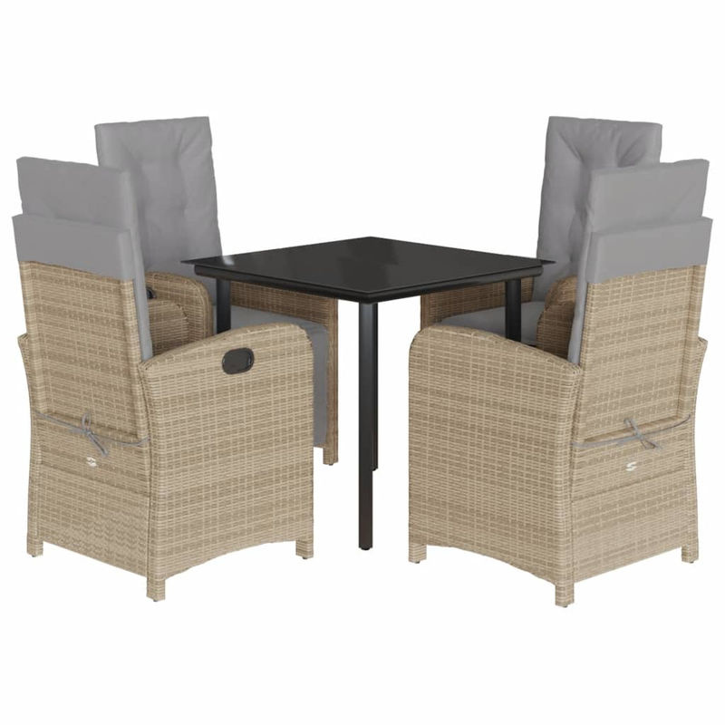 Vidaxl Gartenmöbel-Set aus Polyrattan mit 5 Teilen und Kissen, Beige - Bild 3