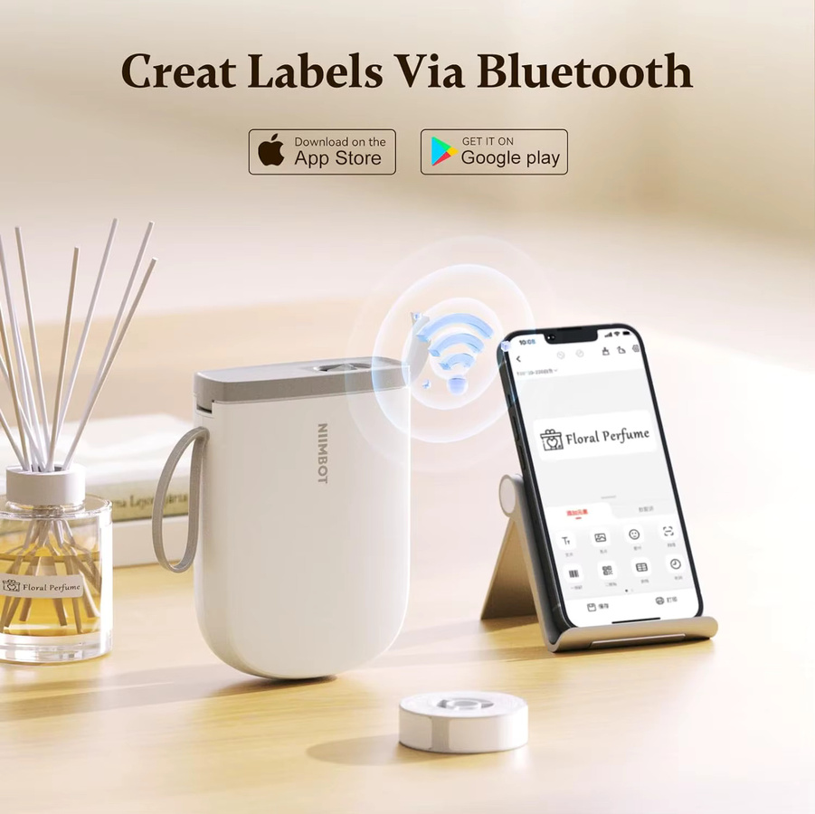 NIIMBOT D11H Mini Bluetooth Etikettendrucker mit Thermodruck-Funktion inklusive einer Rolle Etikettenpapier für Notizen, Namen und Daten - Bild 2
