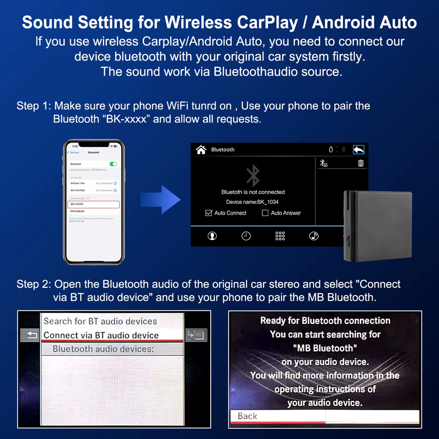 ANYFAR Drahtlose CarPlay und Android Auto Decoder Box für Mercedes Benz NTG4.5 Systeme mit Harman Becker Interface, Schwarz - Bild 3