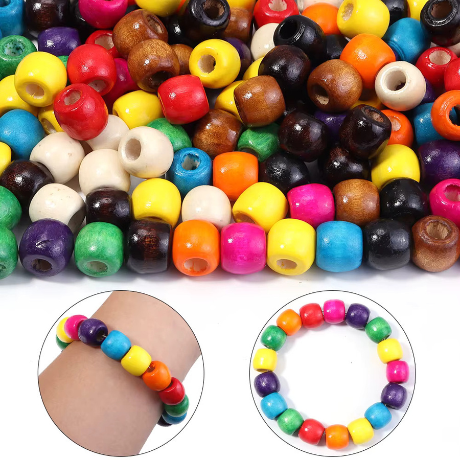 Holz Perlen, bunte, tonnenförmig, für Schmuck machen, DIY - Bild 2