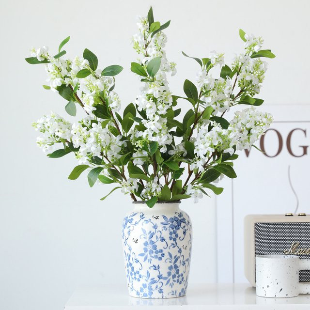 Künstliche Blumen Murraya exotica von XIAOYINMO in Weiß mit Keramiktopf zur Dekoration für Hochzeit, Valentinstag oder als Tischdekoration - Bild 1