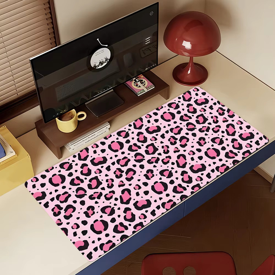 Rosa Mauspad mit Leopardenmuster, rutschfeste Schreibtischunterlage aus Gummi für PC und Laptop, pink - Bild 4