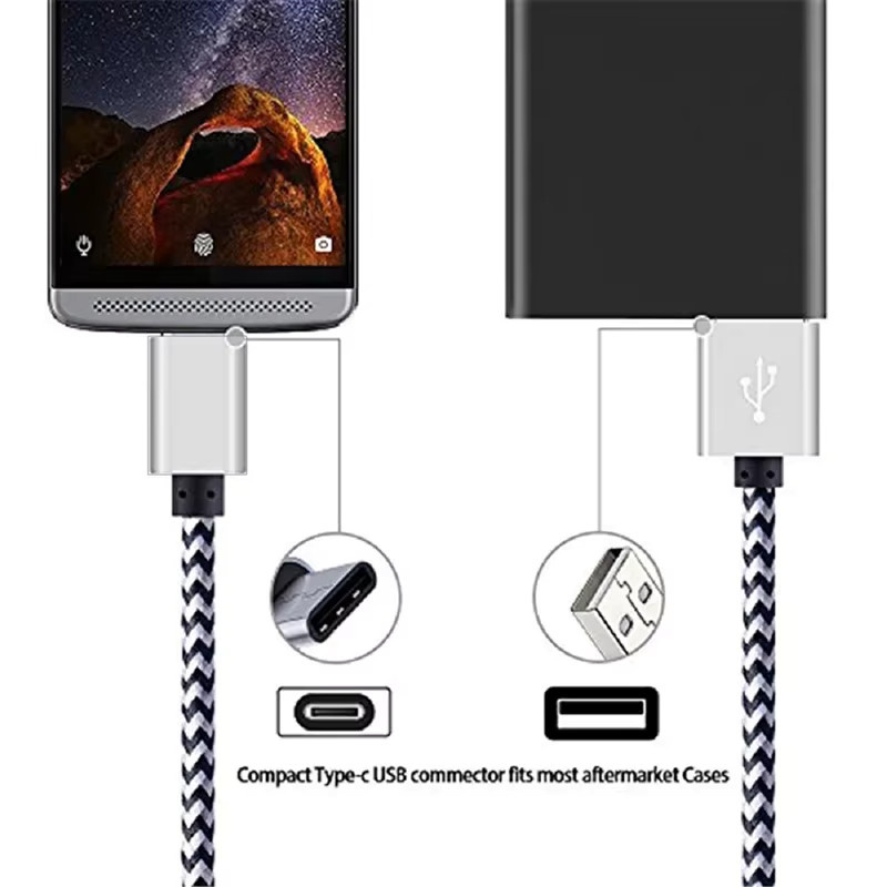 Koovesy USB A zu Typ C Ladekabel in Pink, geflochtenes Nylon High-Speed Datenkabel mit 2,4 A für schnelles Laden von Android-Geräten - Bild 3