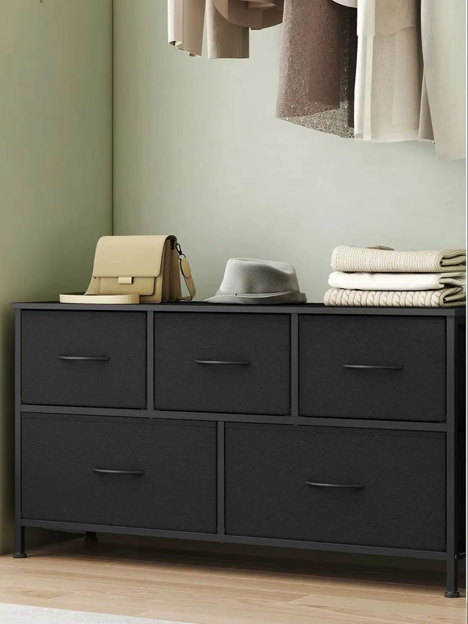 SONGMICS Kommode mit 5 Stoffschubladen in Schwarz für Schlafzimmer, Flur und Wohnzimmer - Bild 5