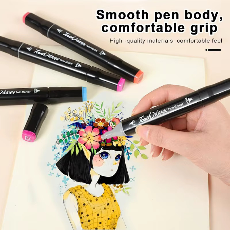 Professionelles 204-Farben-Doppelspitzen-Marker-Set mit Brush-Spitze für Künstler und Manga-Erstellung in Multicolour inklusive Tragetasche - Bild 5