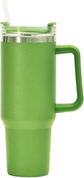 Binchi Outdoor Equipment Trinkbecher aus 304 Edelstahl mit Strohhalm und Griff in Grün, 400 ml - Bild 1