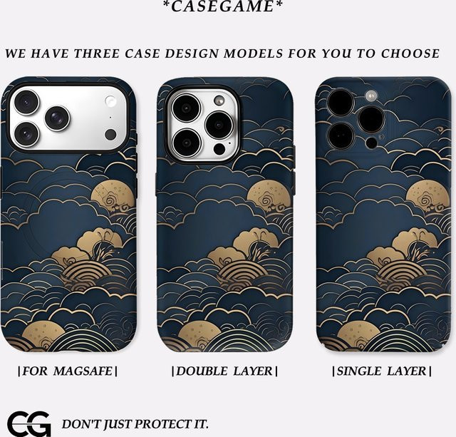Potdemiel Midnight Cloud Gild iPhone Handyhülle Double-Layer Tough Case in Blau für iPhone 17 16 15 14 13 Pro Max Plus - Bild 1
