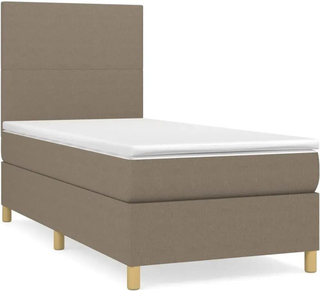vidaXL Boxspringbett mit Matratze Hybrid-Design in Taupe, B/T/H: 90 x 190 x 128 cm - Bild 1