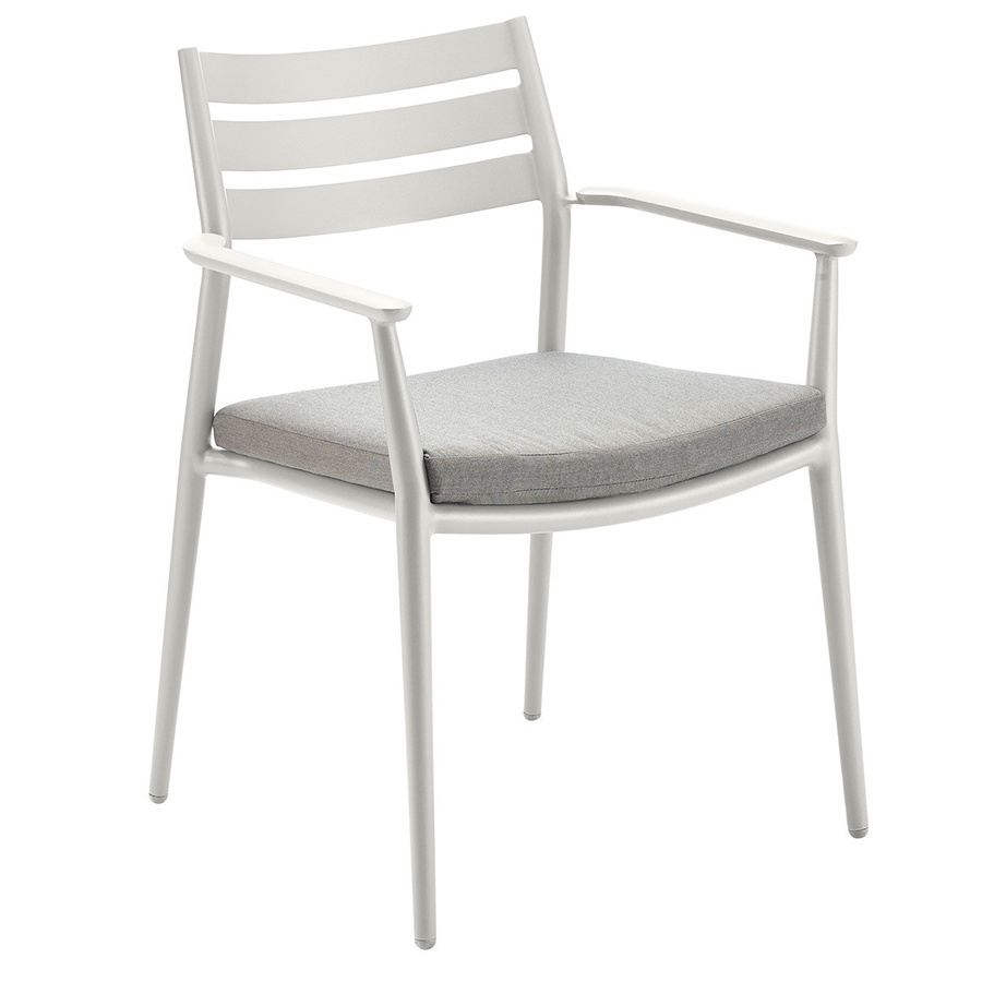 Solpuri PIA Stapelsessel aus Aluminium mit Armlehnen in Weiß Matt - Bild 1