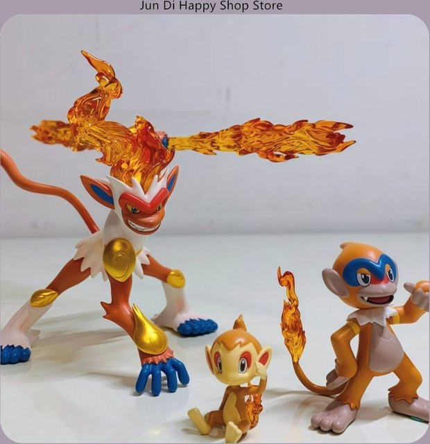 Bandai Pokémon Chimchar Monferno Infernape Evolution Set, Anime Figur Modell Statue - Bild 1