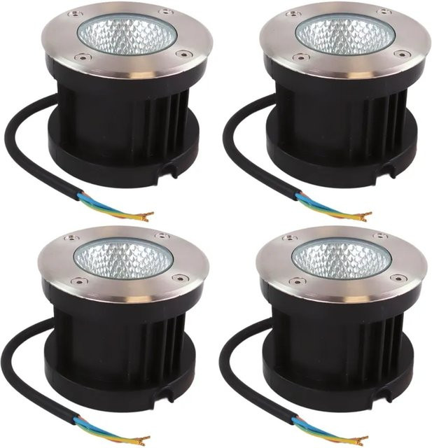 ENOVALITE LED Bodenleuchte 4er Set Gartenstrahler Schwarz Warmweiß IP67 Bodeneinbauleuchte aus Edelstahl und Aluminiumdruckguss - Bild 1