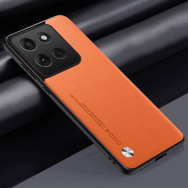 Leder Handyhülle für Motorola Moto G35 in Orange mit Silikon Vollschutz - Bild 1