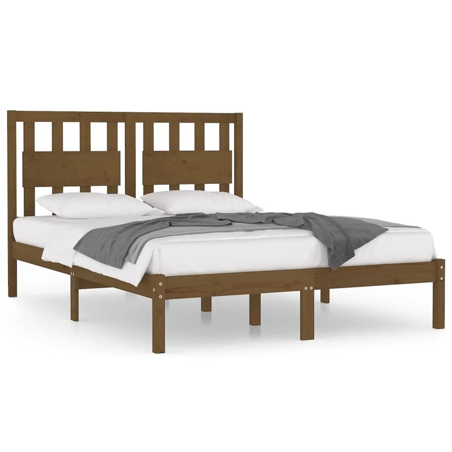 vidaXL Massivholzbett aus Kiefer in Honigbraun, B/T/H: 200 x 200 x 205,5 cm - Bild 2