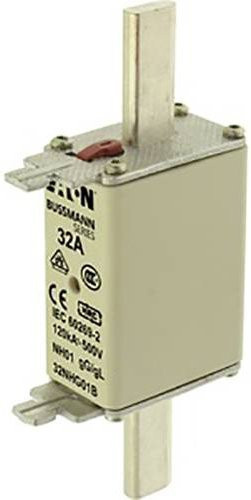 Eaton NH-Sicherung 32NHG01B mit mechanischer Sicherungsanzeige, Größe 1, 32A, 500V, 3er-Set, grau - Bild 1