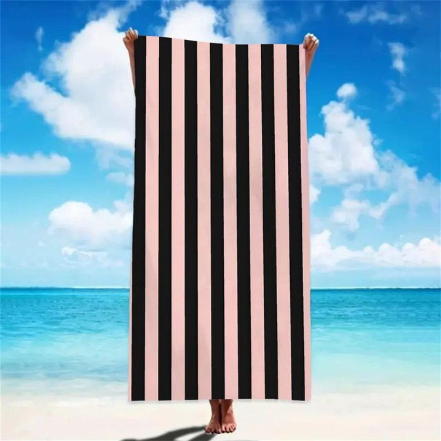 JMG Household Supplies Mikrofaser-Strandtuch gestreift in Pink, B/B: 70 x 140 cm - Bild 1