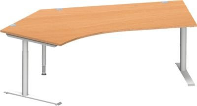 Schäfer Shop Genius Winkelschreibtisch MODENA FLEX 135 Grad in Buche mit C-Fuß-Rundrohr und linkem Ansatz, Breite: 216,5 cm - Bild 1