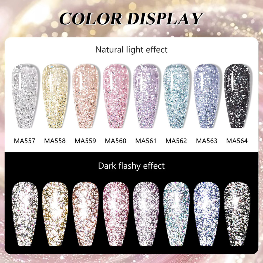 Meet Across Glitzer-Gel-Nagellack, Silber Gold, 7 ml - Bild 4