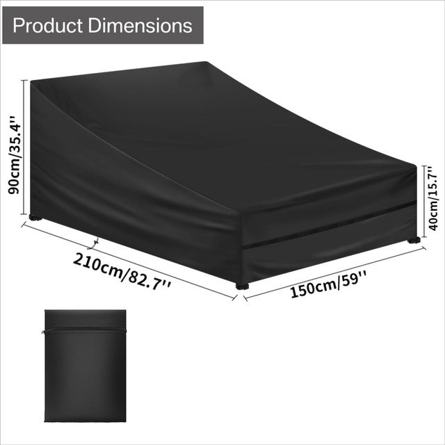 2er-Pack wasserdichte Chaiselongue-Abdeckungen von Yiran bag aus Polyester in Schwarz für Garten und Terrasse - Bild 1