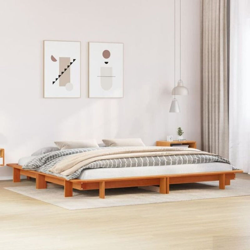 Massivholzbett aus Kiefernholz von vidaxl in Braun im Landhausstil, B/T/H: 180 x 200 cm - Bild 1