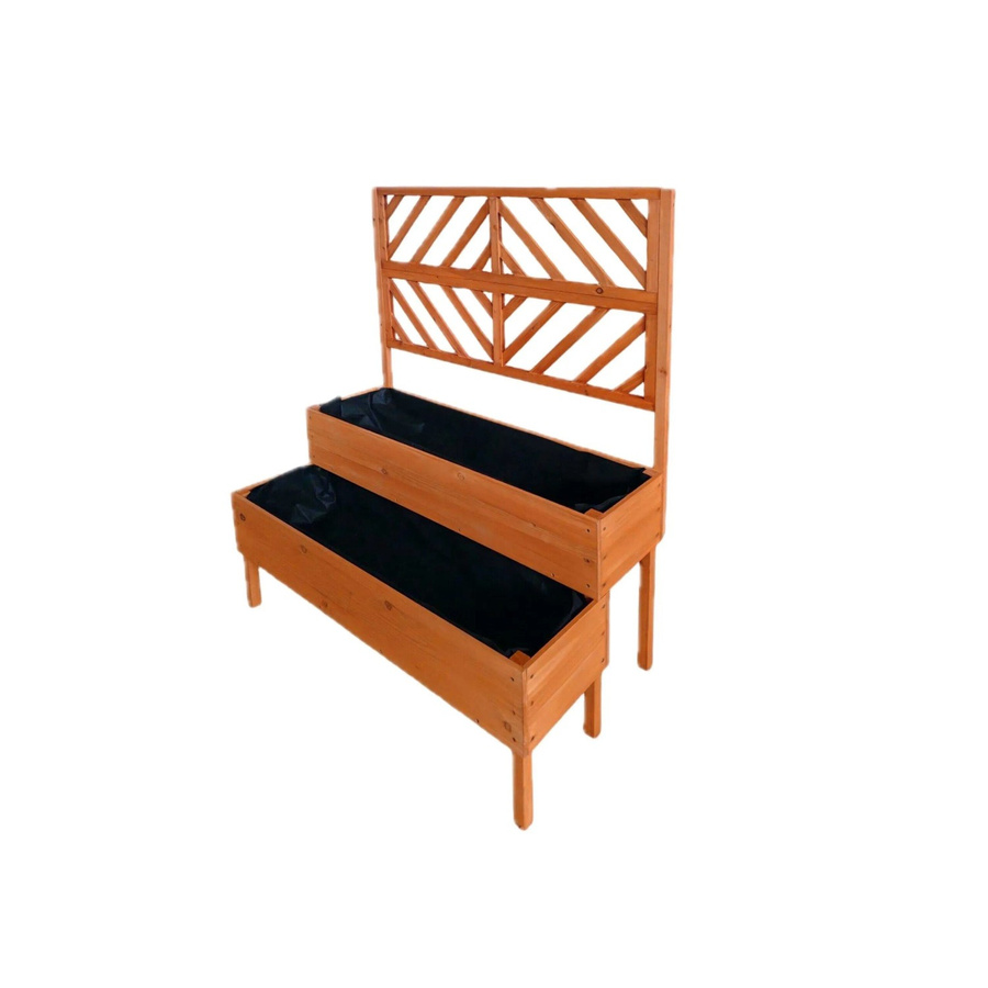 Relaxdays Hochbeet aus Tannenholz mit Spalier in Orange, B/T/H: 135 x 109 x 62 cm - Bild 2