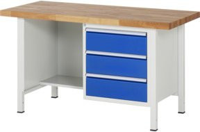 Rau Werkbank höhenverstellbar 8452A2 mit 3 Schubladen, B/T/H: 150 x 70 x 84-104 cm - Bild 1