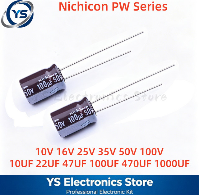 10 Stück Nichicon PW Elektrolytkondensatoren in Schwarz - Bild 1