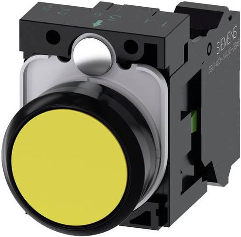 Siemens Drucktaster 3SU1100-0AB30-3BA0 mit rundem Frontring aus Kunststoff in Schwarz und Gelb - Bild 1