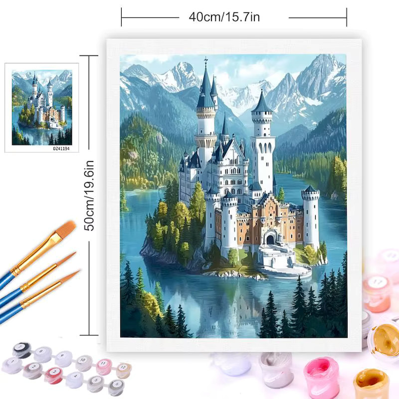 Cheni story DIY Malen nach Zahlen Set mit Landschaftsmotiv auf Leinwand und Acrylfarben zur Dekoration - Bild 1