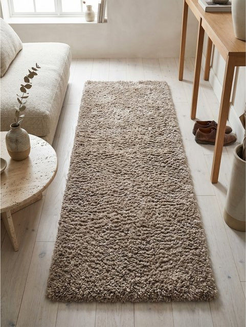 Hochflorteppich Kadima Design, einfarbig, Beige, B/T: 80 x 150 cm - Bild 1